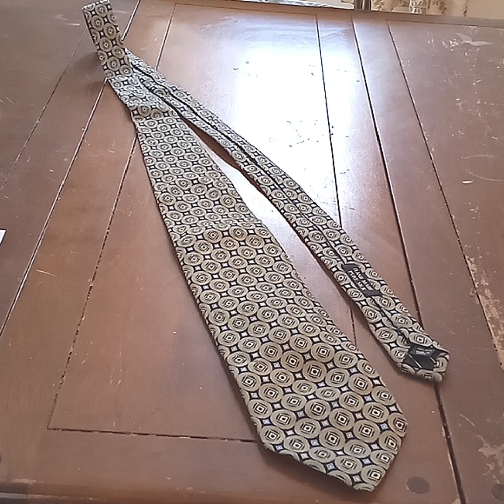Men's Tan/Blue Vilini Patterned Tie,100% Silk